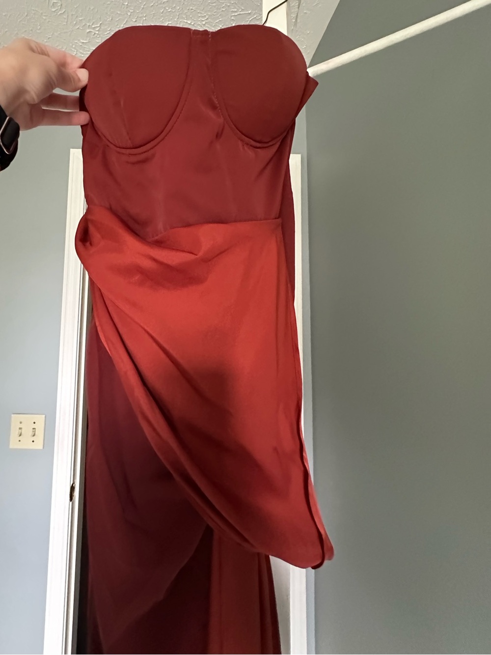 Strapless Copper Evening Gown - Elegant Bustier Dress